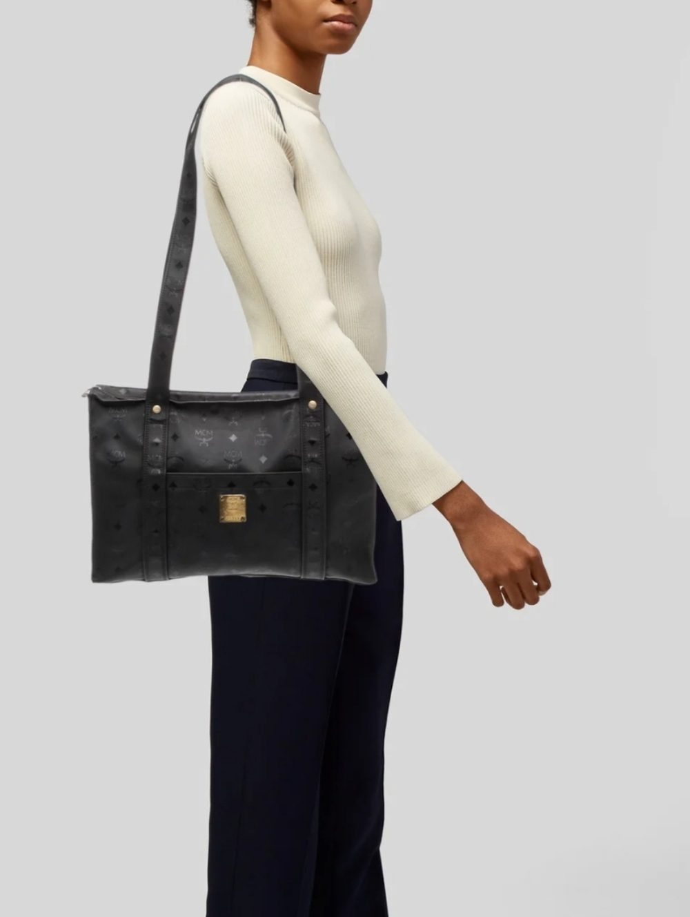 MCM Vintage Visetos Shopper Tote - EUC - Black 15x10x5 Inches - Picture 2 of 16